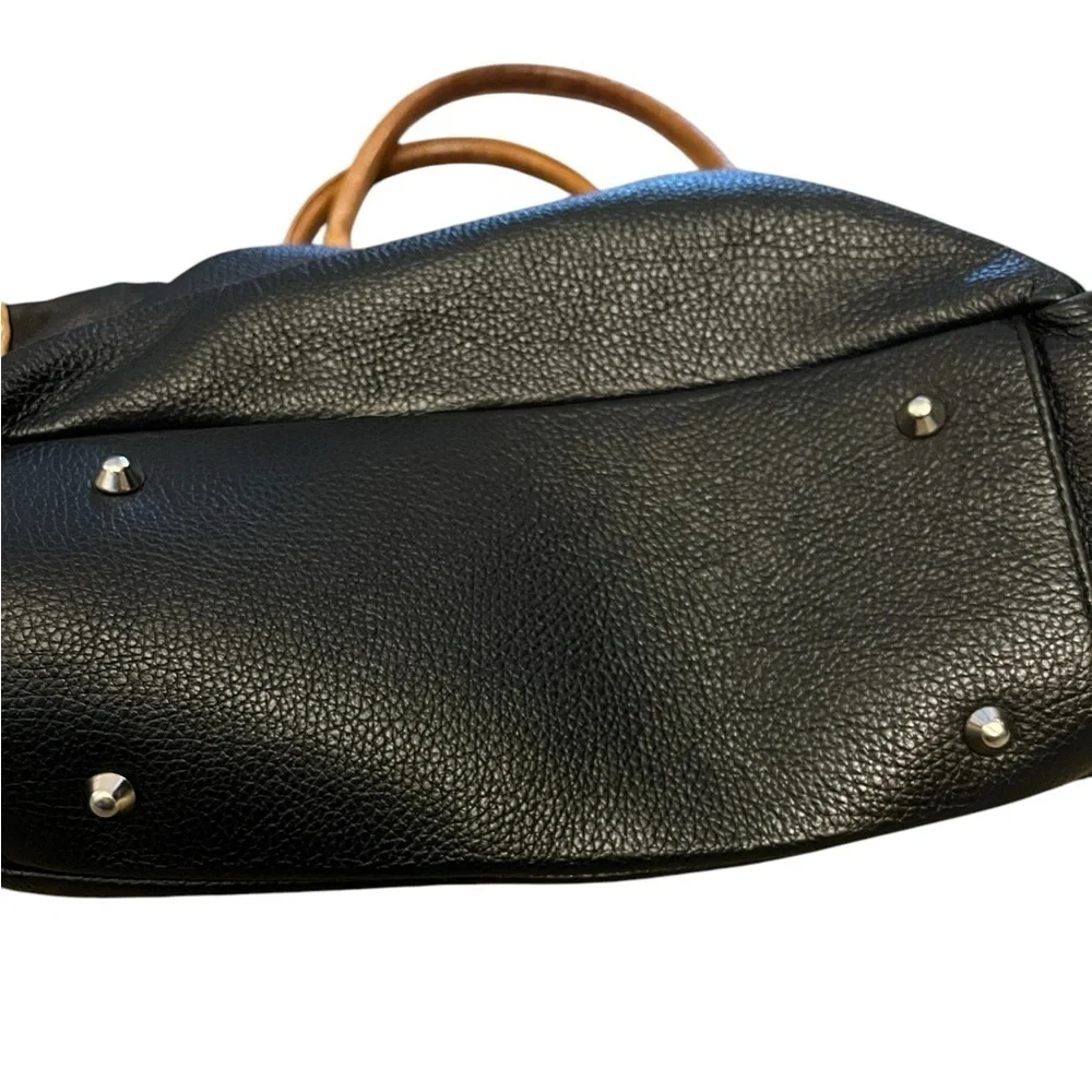 I MEDICI FIRENZE Italian black & tan pebbled leather purse / bag